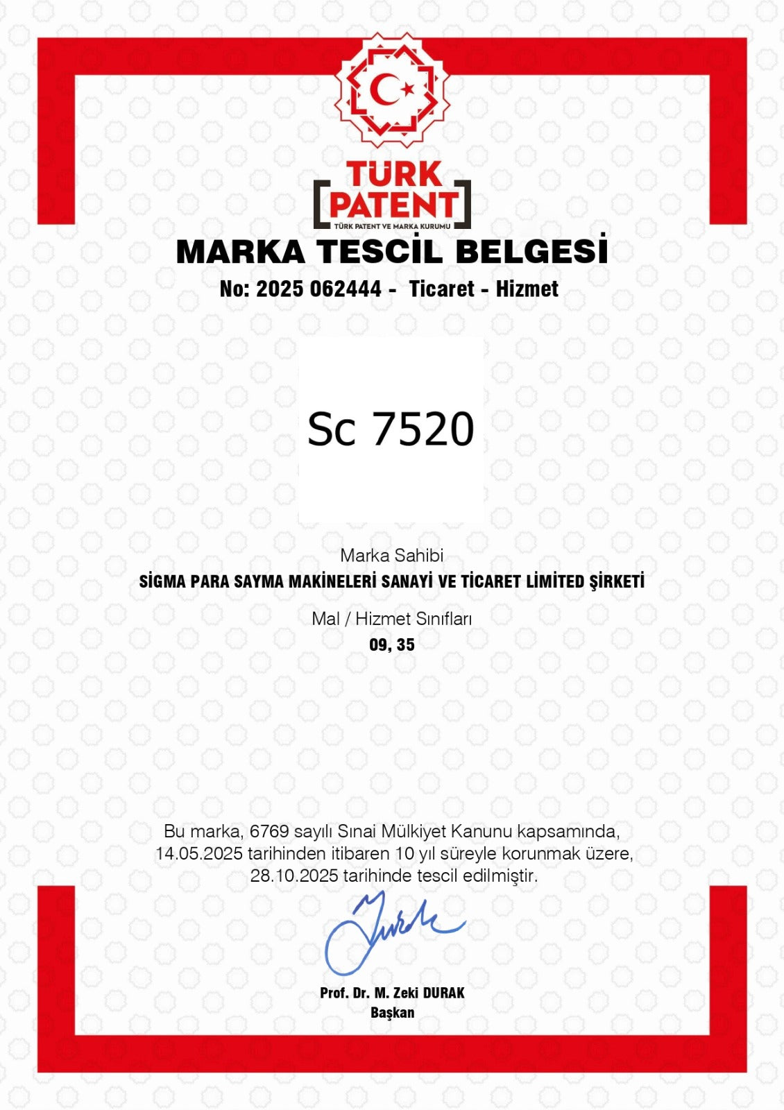 SC 7520 Para Sayma Makinesi