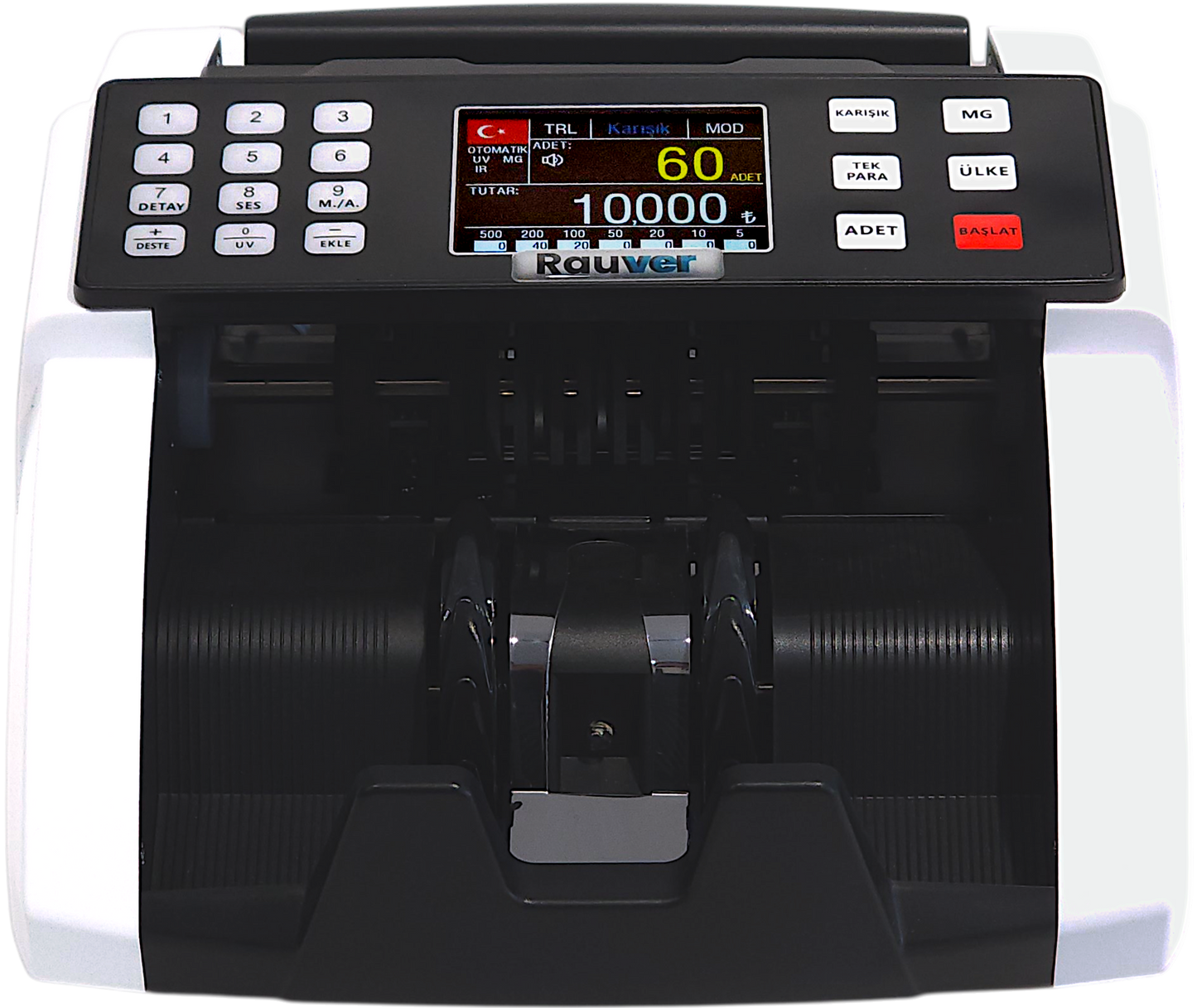 Sc8000 Lite, TL Karışık Sayım, Dolar ve Euro Adet Sayım Sahte Kontrollü Para Sayma Makinesi - Müşteri Ekranı Hediyeli